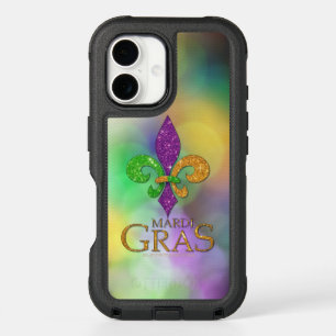 SlipperyJoe's festive Mardi Gras themed purple gre iPhone 16 Case