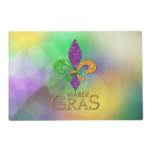 SlipperyJoe's festive Mardi Gras themed purple gre Placemat