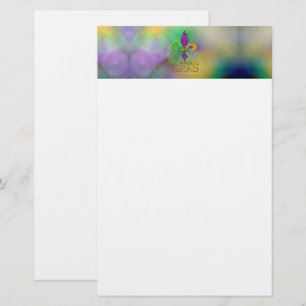 SlipperyJoe's festive Mardi Gras themed purple gre Stationery