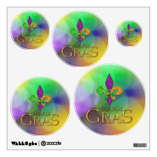SlipperyJoe's festive Mardi Gras themed purple gre Wall Decal