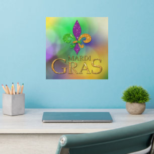 SlipperyJoe's festive Mardi Gras themed purple gre Wall Decal