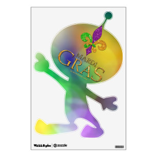 SlipperyJoe's festive Mardi Gras themed purple gre Wall Decal