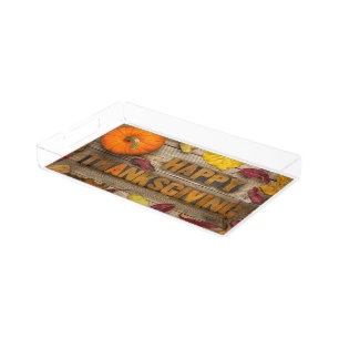 SlipperyJoe's festive Thanksgiving atmosphere red Acrylic Tray