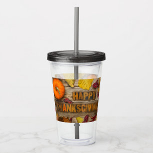 SlipperyJoe's festive Thanksgiving atmosphere red Acrylic Tumbler