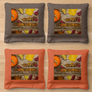 SlipperyJoe's festive Thanksgiving atmosphere red  Cornhole Bags