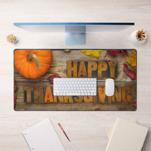 SlipperyJoe's festive Thanksgiving atmosphere red Desk Mat