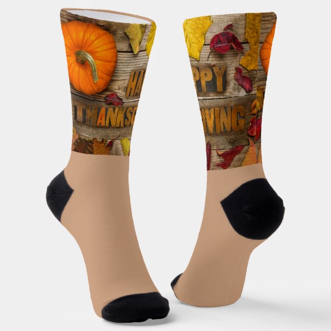 SlipperyJoe's festive Thanksgiving atmosphere red  Socks (Angled)
