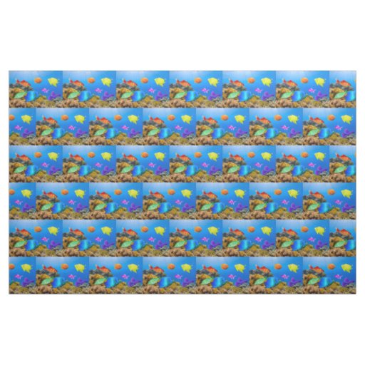 SlipperyJoe's Fish Pride tropical green blue purpl Fabric