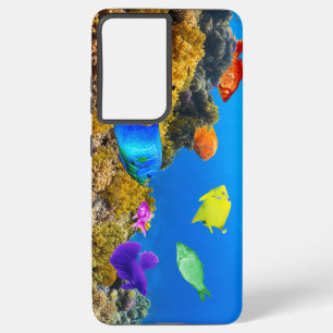 SlipperyJoe's Fish Pride tropical green blue purpl Samsung Galaxy S21 Ultra Case