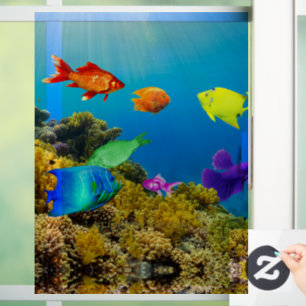 SlipperyJoe's Fish Pride tropical green blue purpl Window Cling