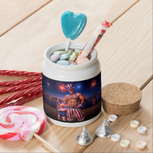 SlipperyJoe's Fourth of July celebration bare hair Candy Jar