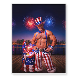SlipperyJoe's Fourth of July celebration bare hair Temporary Tattoos