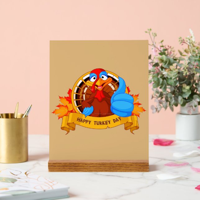 SlipperyJoe's fun cartoon-style Thanksgiving desig Acrylic Sign (Wedding)