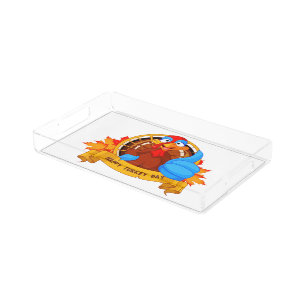 SlipperyJoe's fun cartoon-style Thanksgiving desig Acrylic Tray