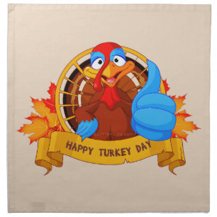 SlipperyJoe's fun cartoon-style Thanksgiving desig Cloth Napkin