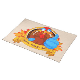 SlipperyJoe's fun cartoon-style Thanksgiving desig Cloth Placemat