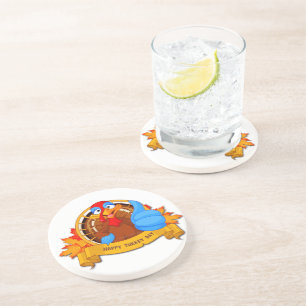 SlipperyJoe's fun cartoon-style Thanksgiving desig Coaster