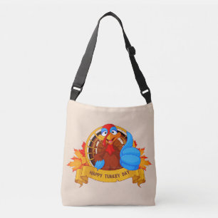 SlipperyJoe's fun cartoon-style Thanksgiving desig Crossbody Bag