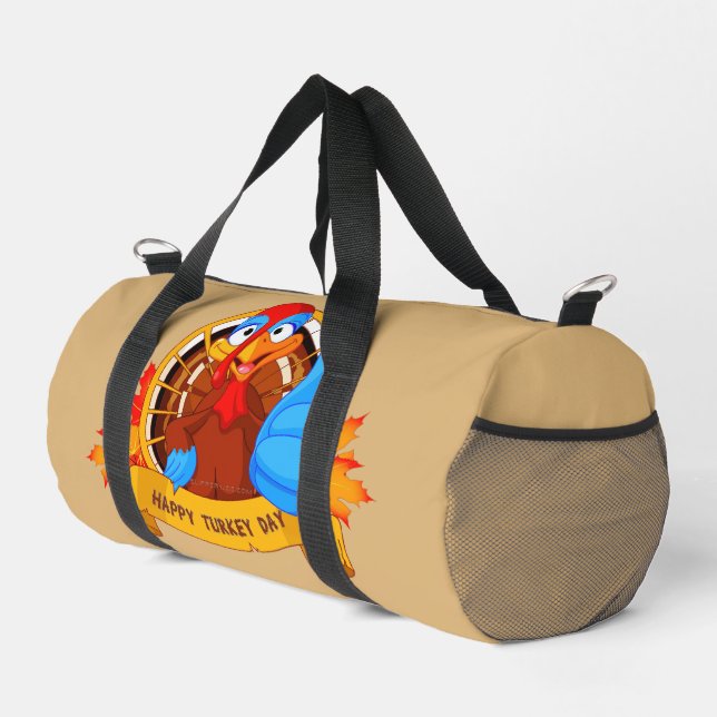 SlipperyJoe's fun cartoon-style Thanksgiving desig Duffle Bag (Right Corner)