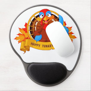 SlipperyJoe's fun cartoon-style Thanksgiving desig Gel Mouse Pad