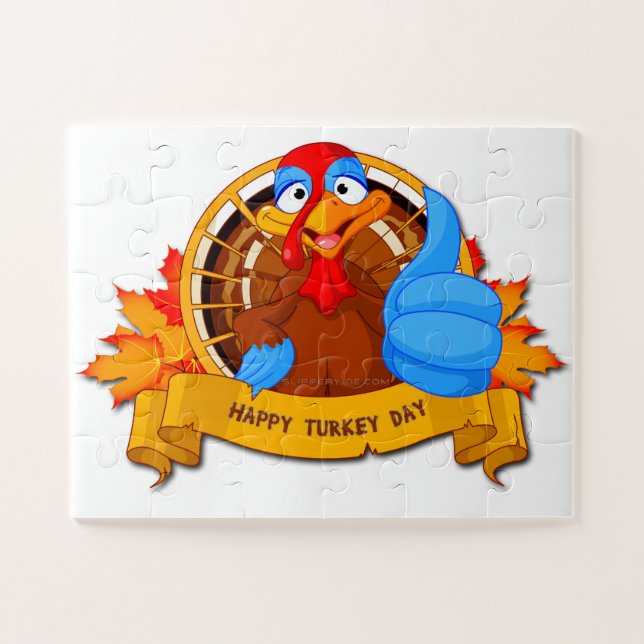 SlipperyJoe's fun cartoon-style Thanksgiving desig Jigsaw Puzzle (Horizontal)