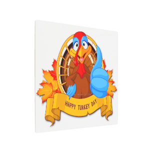 SlipperyJoe's fun cartoon-style Thanksgiving desig Metal Print