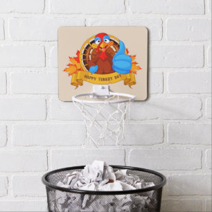 SlipperyJoe's fun cartoon-style Thanksgiving desig Mini Basketball Hoop