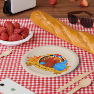SlipperyJoe's fun cartoon-style Thanksgiving desig Paper Plates