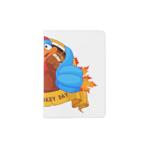 SlipperyJoe's fun cartoon-style Thanksgiving desig Passport Holder