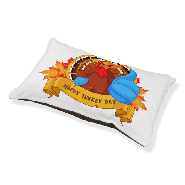 SlipperyJoe's fun cartoon-style Thanksgiving desig Pet Bed (Angled)