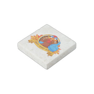 SlipperyJoe's fun cartoon-style Thanksgiving desig Stone Magnet