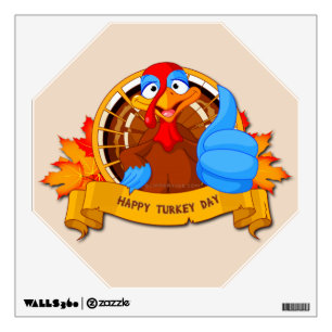 SlipperyJoe's fun cartoon-style Thanksgiving desig Wall Decal