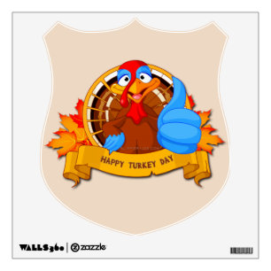 SlipperyJoe's fun cartoon-style Thanksgiving desig Wall Decal