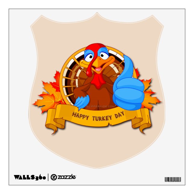 SlipperyJoe's fun cartoon-style Thanksgiving desig Wall Decal (Front)