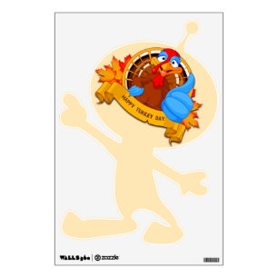 SlipperyJoe's fun cartoon-style Thanksgiving desig Wall Decal