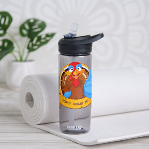 SlipperyJoe's fun cartoon-style Thanksgiving desig Water Bottle