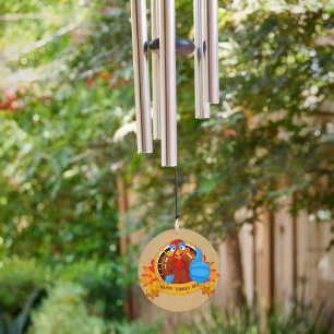 SlipperyJoe's fun cartoon-style Thanksgiving desig Wind Chime