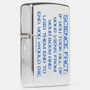 SlipperyJoe's funny saying science fact blue remov Zippo Lighter