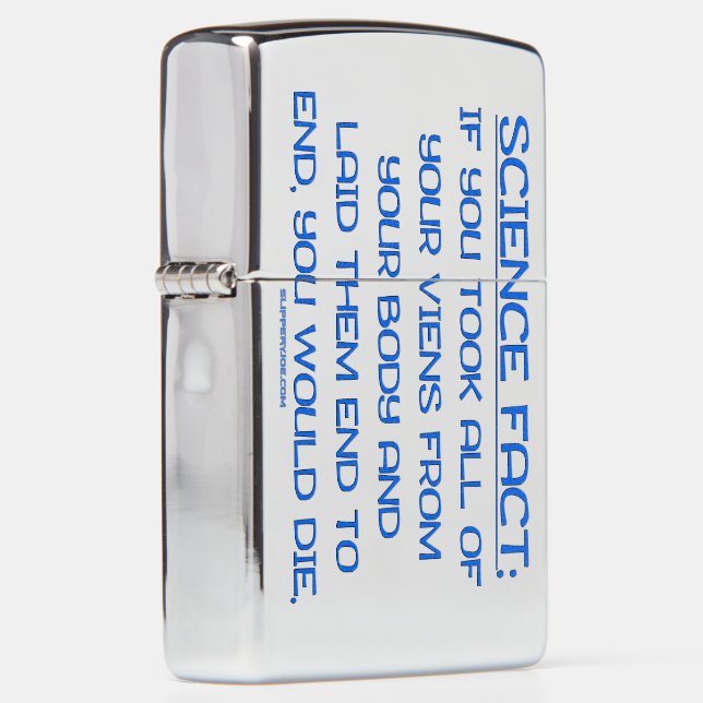 SlipperyJoe's funny saying science fact blue remov Zippo Lighter (Right)