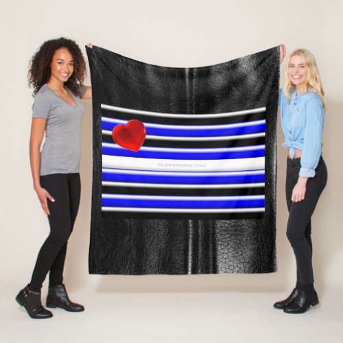 SlipperyJoes Gay Leather Pride flag black royal b Fleece Blanket