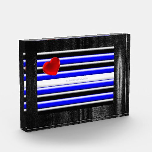 SlipperyJoes Gay Leather Pride flag black royal b Photo Block