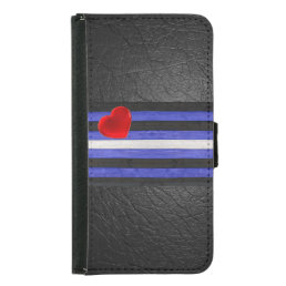 SlipperyJoe&#39;s Gay Leather Pride flag black royal b Samsung Galaxy S5 Wallet Case