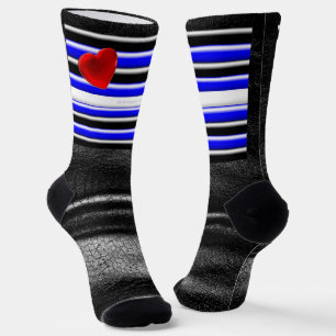 SlipperyJoe's Gay Leather Pride flag black royal b Socks