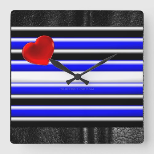 SlipperyJoes Gay Leather Pride flag black royal b Square Wall Clock