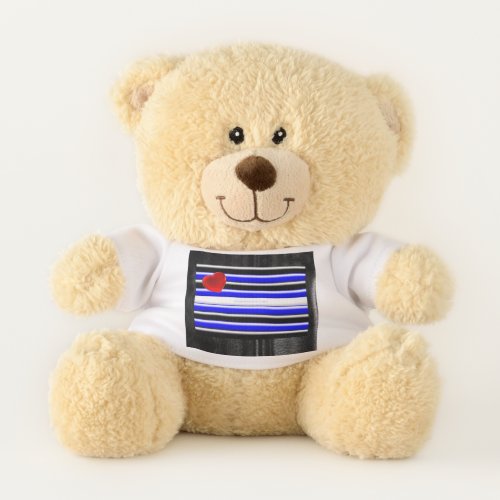 SlipperyJoes Gay Leather Pride flag black royal b Teddy Bear