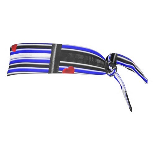 SlipperyJoes Gay Leather Pride flag black royal b Tie Headband