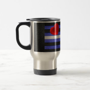 SlipperyJoe's Gay Leather Pride flag black royal b Travel Mug
