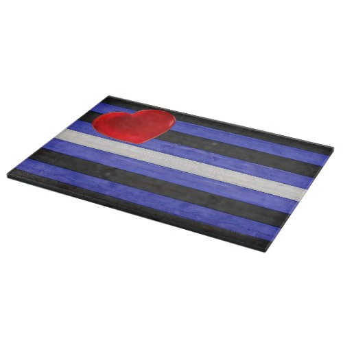 SlipperyJoes Gay Leather Pride flag black royal  Cutting Board