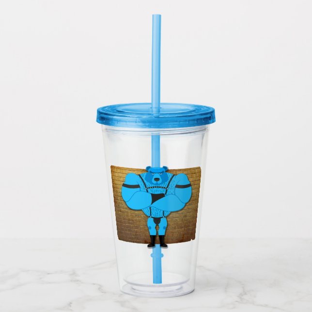 SlipperyJoe's gay muscle bear cartoon thong leathe Acrylic Tumbler (Front)
