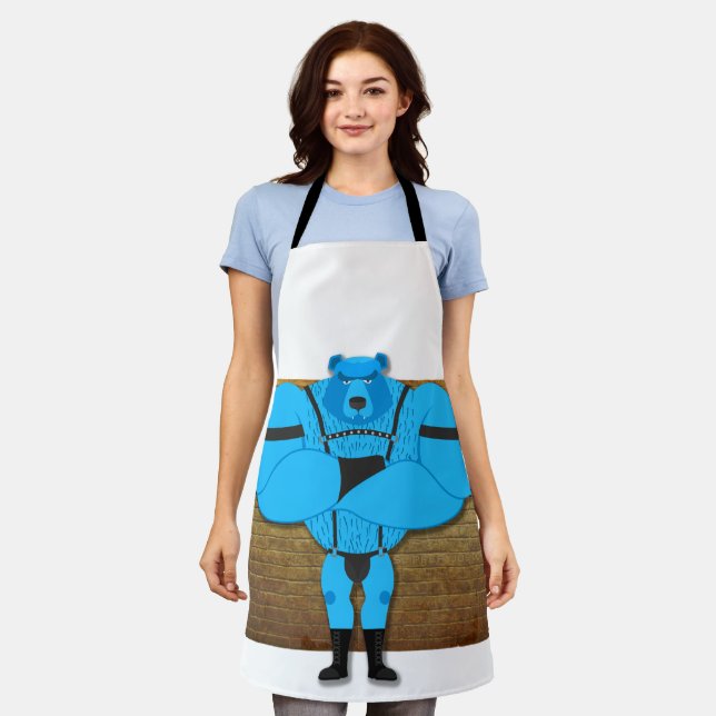 SlipperyJoe's gay muscle bear cartoon thong leathe Apron (Worn)